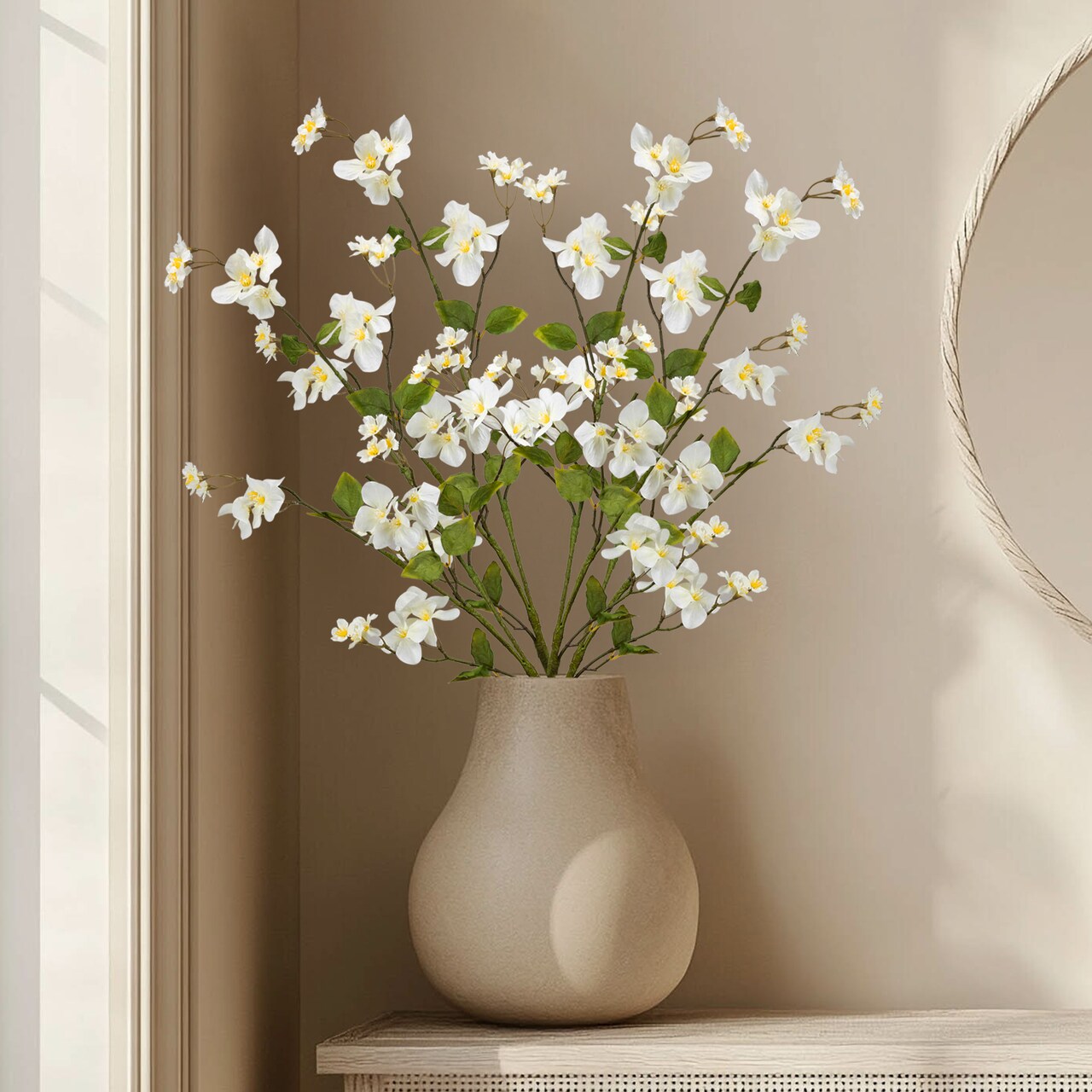 Northlight Japanese Anemone Artificial Floral Sprays - 45.5" - White and Yellow - Set of 4